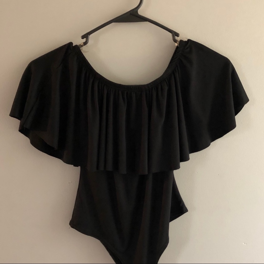Black Off The Shoulder Body Suit